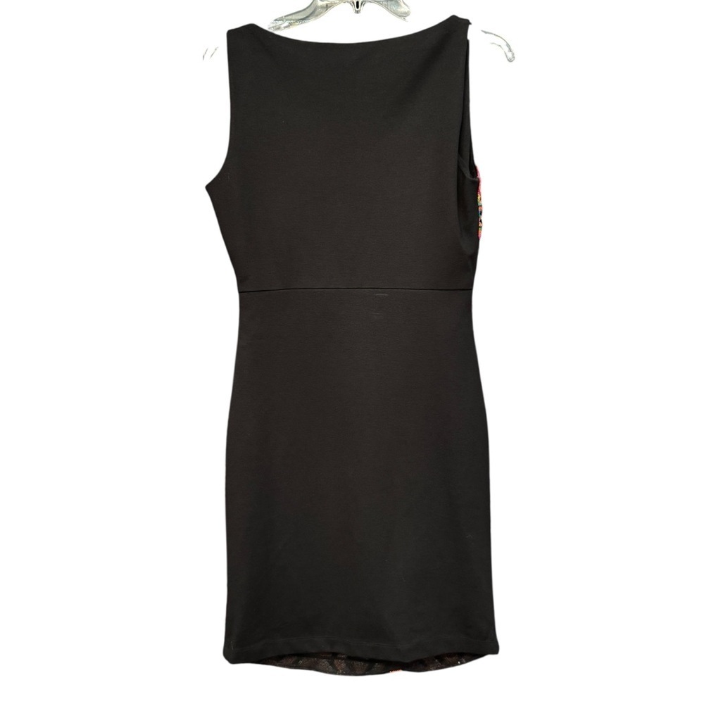 Hale Bob Sequin Bodycon Dress Small Black Tribal Print Sleeveless - Picture 4 of 8